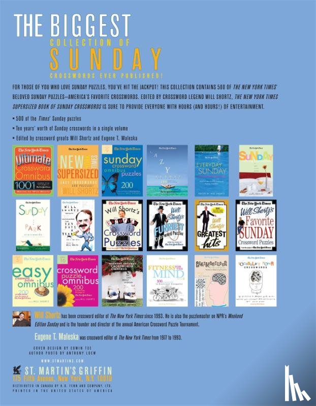 Shortz, Will - The New York Times Supersized Book of Sunday Crosswords