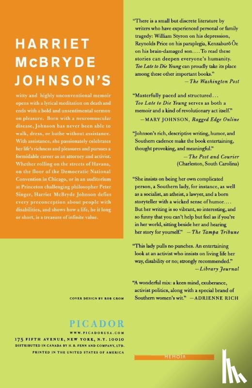 Johnson, Harriet McBryde - Too Late to Die Young