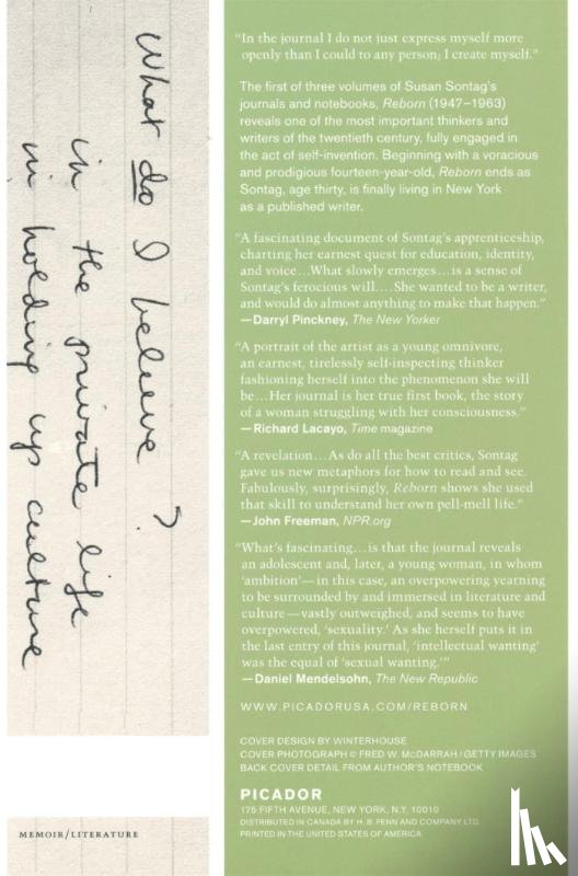 Sontag, Susan, Sontag, Rieff - Reborn