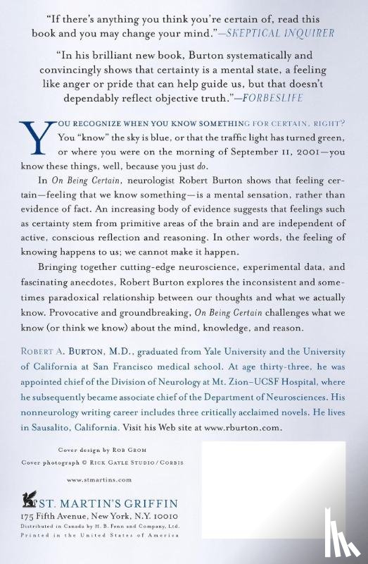 Robert A. Burton, M.D. - On Being Certain