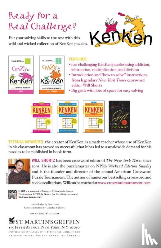 Miyamoto, Tetsuya - Will Shortz Presents Crazy for Kenken Killer