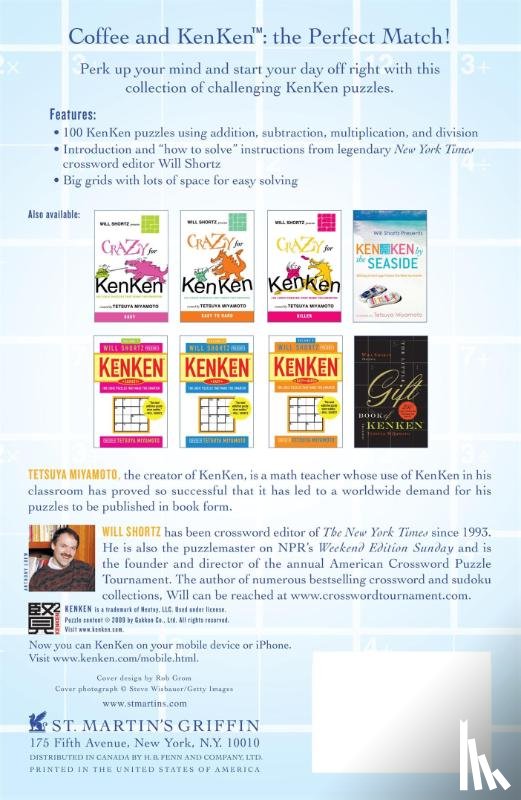 Miyamoto, Tetsuya, Kenken Puzzle LLC - Will Shortz Presents Kenken for Your Coffee Break