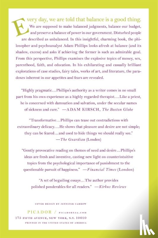 Phillips, Adam - On Balance