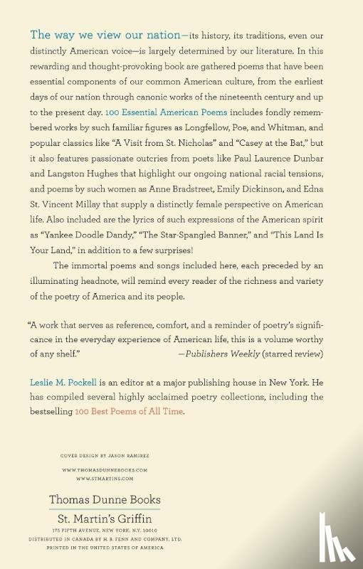 Pockell, Leslie M. - 100 Essential American Poems