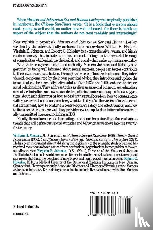 Masters, William, Johnson, Virginia - Masters and Johnson on Sex and Human Loving