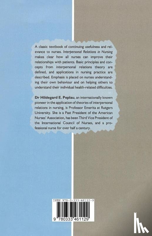 Peplau, Hildegard E - Interpersonal Relations in Nursing