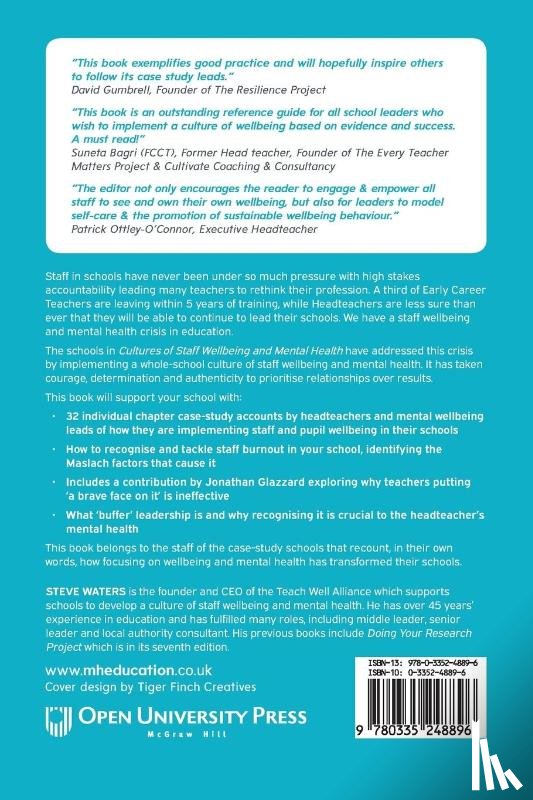 Waters, Stephen - Cultures of Staff Wellbeing and Mental Health in Schools: Reflecting on Positive Case Studies