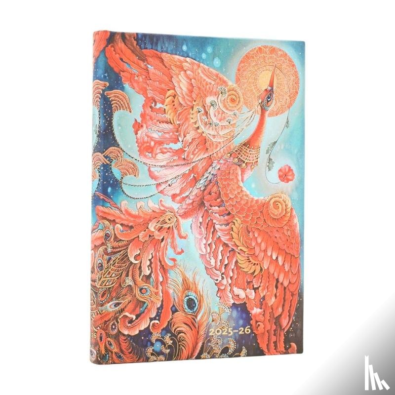 Paperblanks - 2026 Firebird (Birds of Happiness) Mini 18-month Horizontal Hardcover Flexi Dayplanner 2025-2026 (Elastic Band Closure)