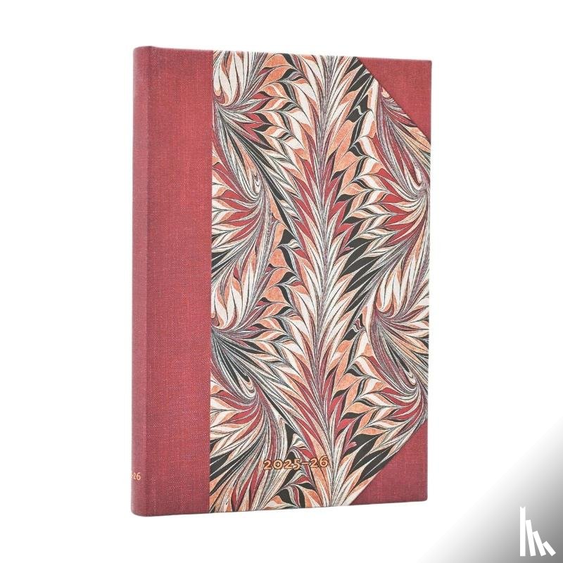 Paperblanks - 2026 Rubedo (Cockerell Marbled Paper) Mini 18-month Horizontal Hardcover Flexi Dayplanner 2025-2026 (Elastic Band Closure)