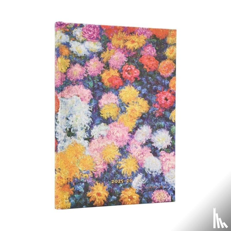 Paperblanks - 2026 Monet's Chrysanthemums Midi 18-month Horizontal Hardcover Flexi Dayplanner 2025-2026 (Elastic Band Closure)