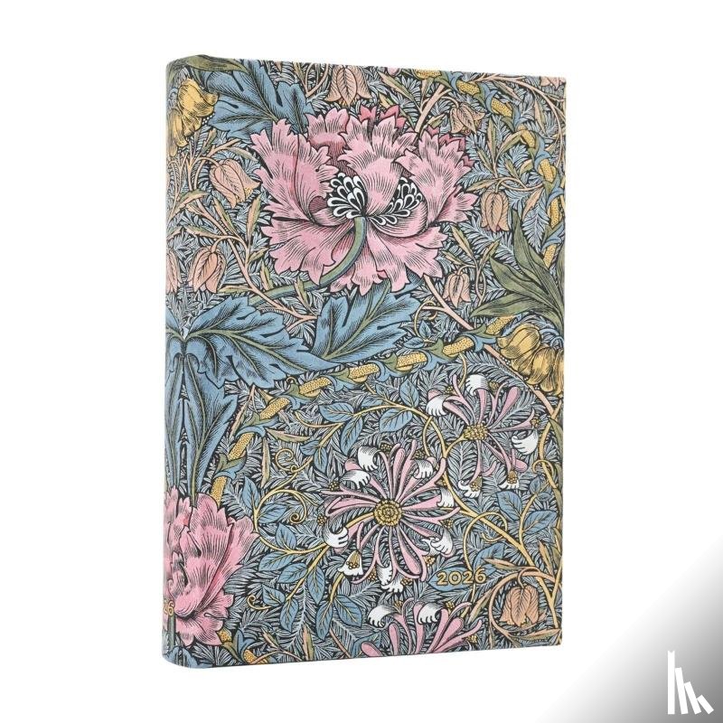 Paperblanks - 2026 Morris Pink Honeysuckle (William Morris) Mini 12-month Day-at-a-Time Hardcover Flexi Dayplanner 2026 (Elastic Band Closure)