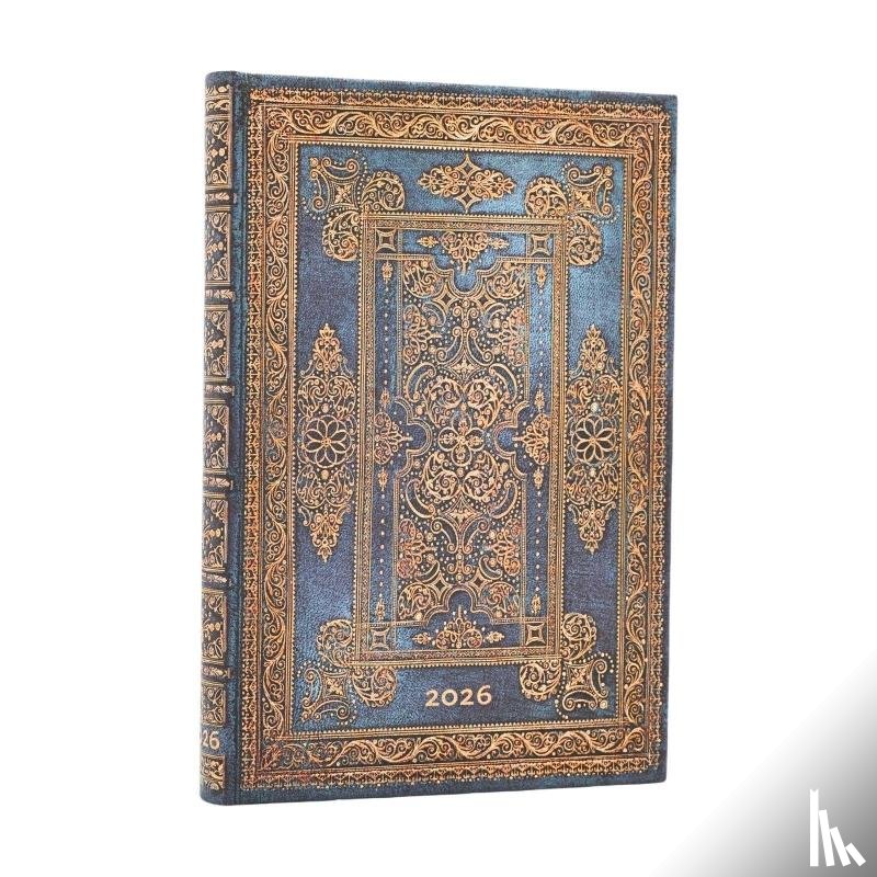 Paperblanks - 2026 Blue Luxe (Luxe Design) Mini 12-month Verso Hardcover Flexi Dayplanner 2026 (Elastic Band Closure)