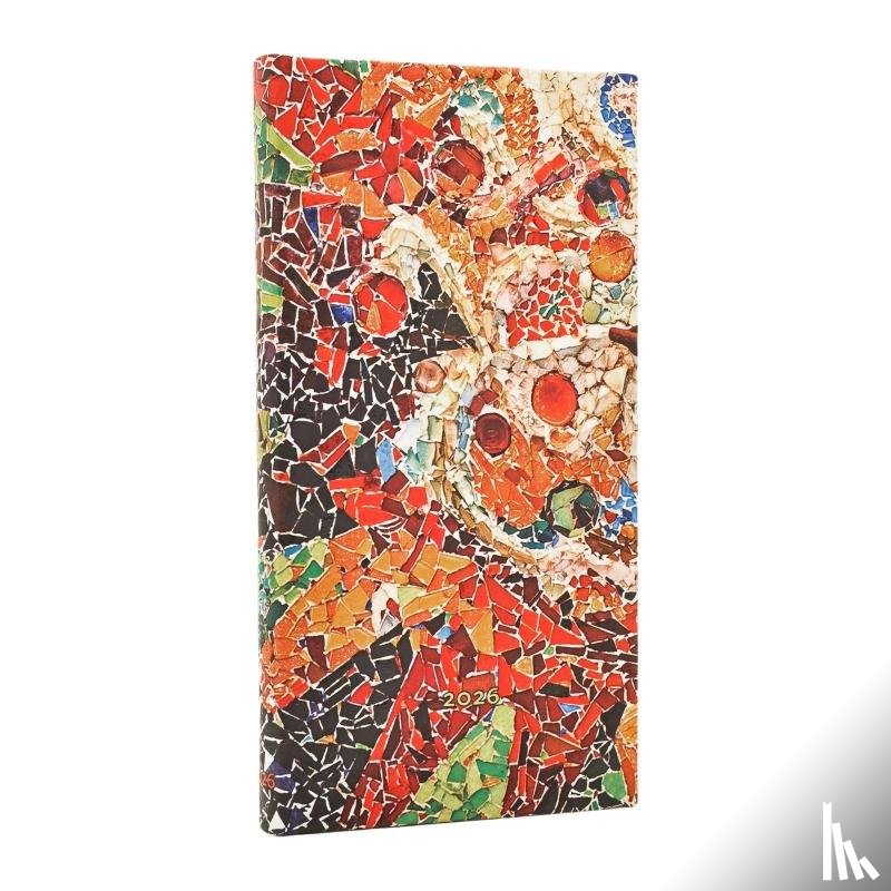 Paperblanks - 2026 Gaudi's Sun (Gaudi’s Mosaics) Slim 12-month Horizontal Hardcover Flexi Dayplanner 2026 (Elastic Band Closure)
