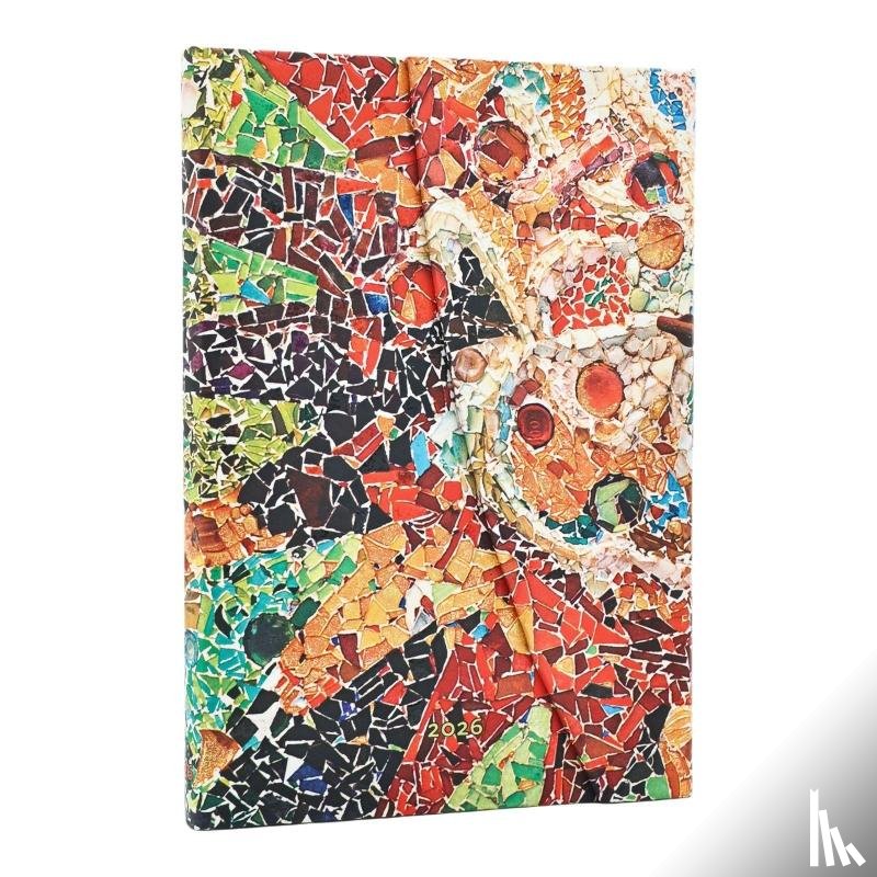 Paperblanks - 2026 Gaudi's Sun (Gaudi’s Mosaics) Midi 12-month Vertical Hardcover Flexi Dayplanner 2026 (Wrap Closure)