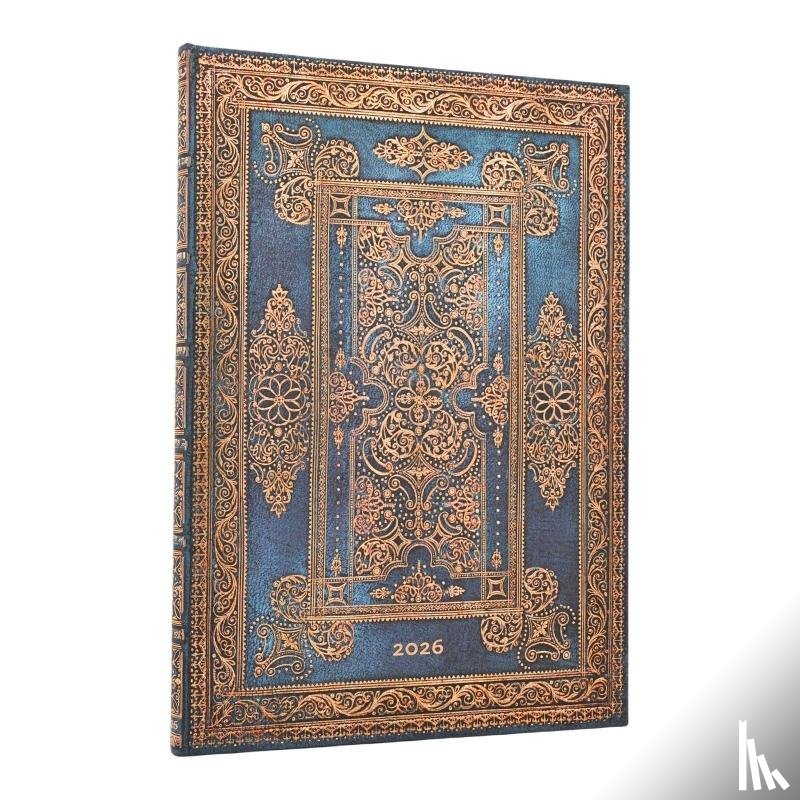 Paperblanks - 2026 Blue Luxe (Luxe Design) Grande 12-month Vertical Hardcover Flexi Dayplanner 2026 (Elastic Band Closure)