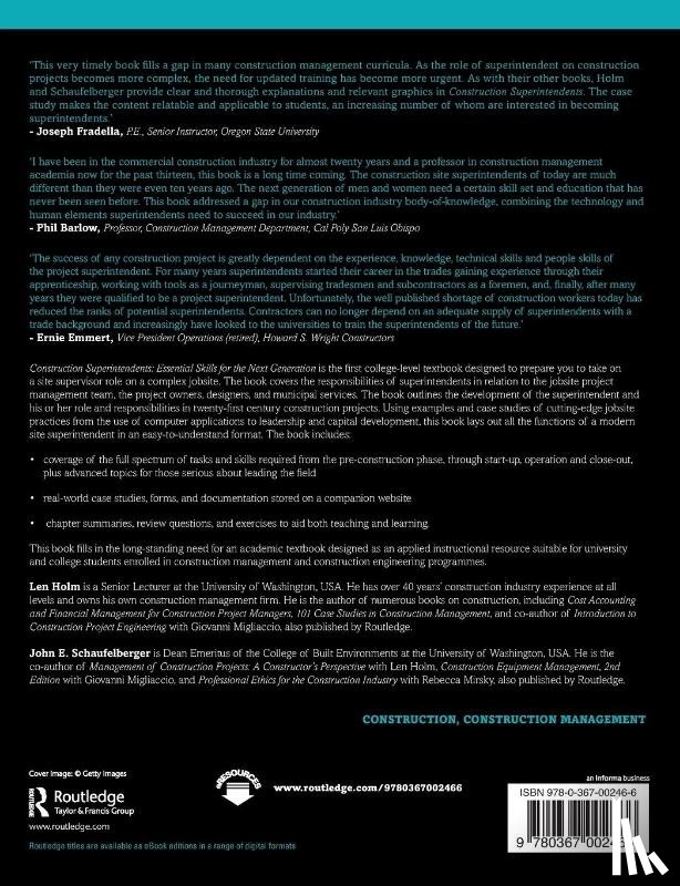 Holm, Len (University of Washington, Schaufelberger, John - Construction Superintendents