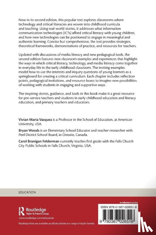 Vasquez, Vivian Maria (American University, Woods, Bryan, Felderman, Carol Branigan (American University - Technology and Critical Literacy in Early Childhood