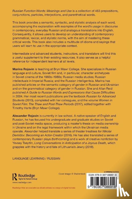 Rojavin, Marina (Bryn Mawr College, Rojavin, Alexander (Temple University - Russian Function Words: Meanings and Use