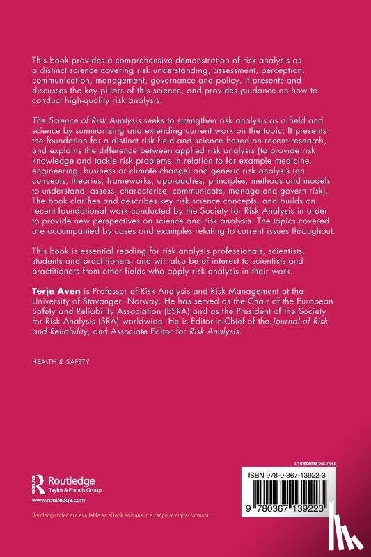 Aven, Terje (University of Stavanger - The Science of Risk Analysis