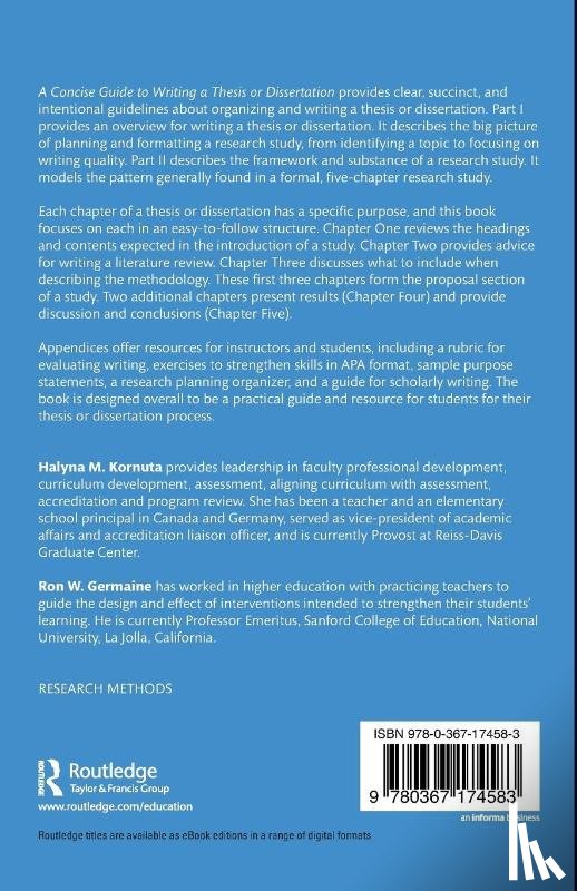 Kornuta, Halyna M., Germaine, Ron W. - A Concise Guide to Writing a Thesis or Dissertation