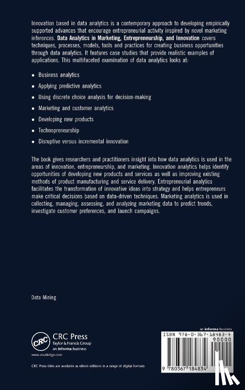  - Data Analytics in Marketing, Entrepreneurship, and Innovation