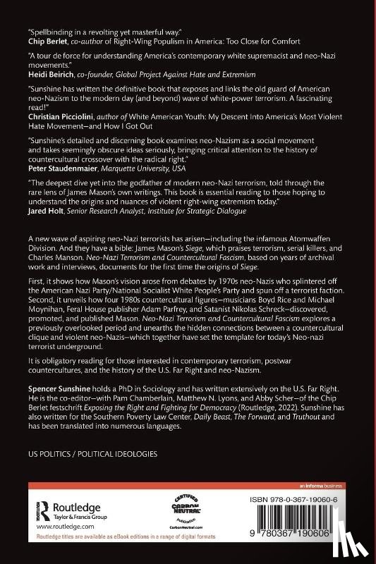 Sunshine, Spencer (Independent Scholar - Neo-Nazi Terrorism and Countercultural Fascism
