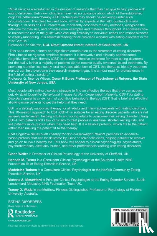 Waller, Glenn, Turner, Hannah, Tatham, Madeleine, Mountford, Victoria - Brief Cognitive Behavioural Therapy for Non-Underweight Patients