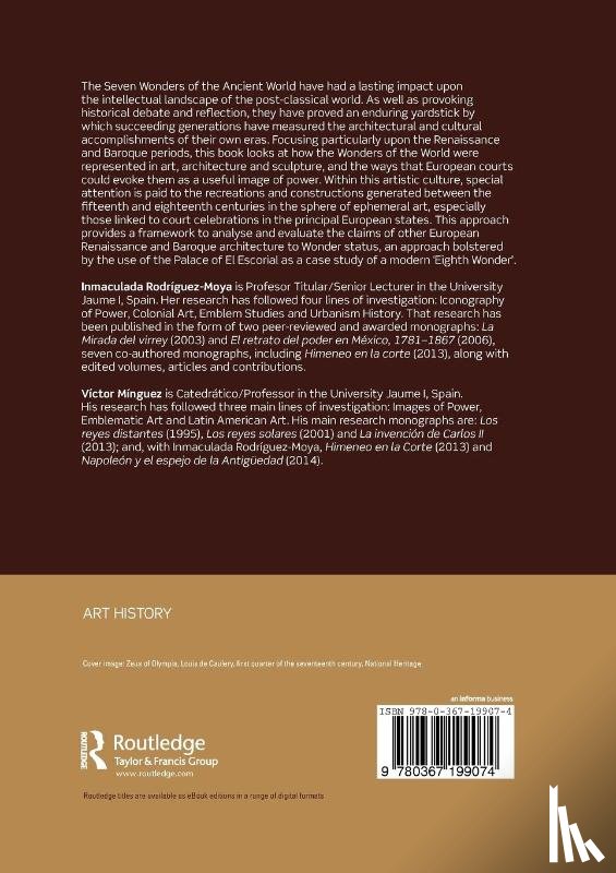 Rodriguez-Moya, Inmaculada (University Jaume I, Minguez, Victor (University Jaume I - The Seven Ancient Wonders in the Early Modern World