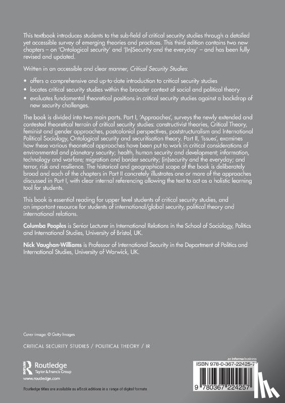 Peoples, Columba (University of Bristol, Vaughan-Williams, Nick (University of Birmingham - Critical Security Studies
