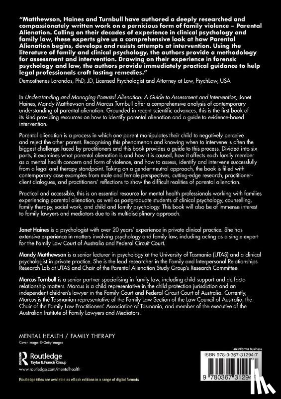 Haines, Janet, Matthewson, Mandy (University of Tasmania, Turnbull, Marcus - Understanding and Managing Parental Alienation