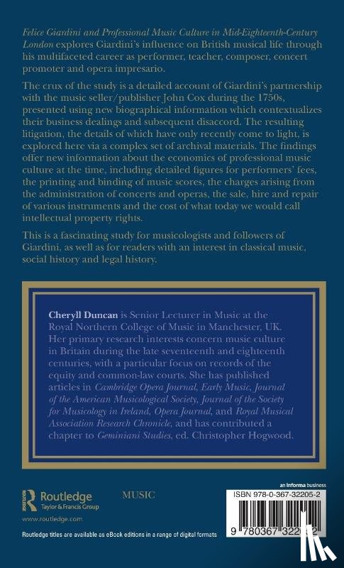 Duncan, Cheryll - Felice Giardini and Professional Music Culture in Mid-Eighteenth-Century London