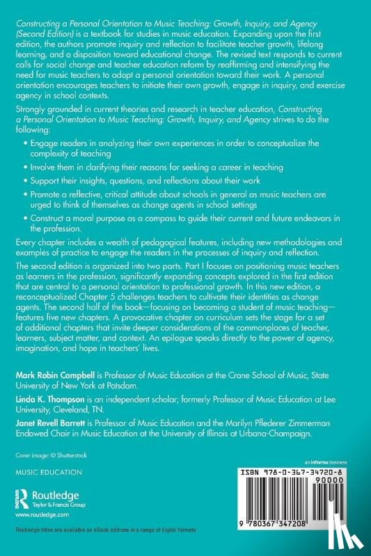 Campbell, Mark Robin (The State University of New York, Thompson, Linda K. (Lee University, Barrett, Janet Revell (Northwestern University - Constructing a Personal Orientation to Music Teaching