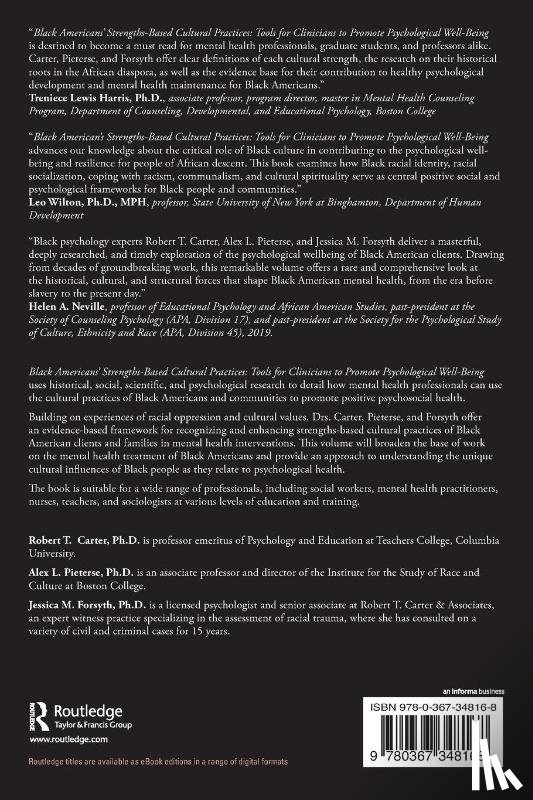 Carter, Robert T. (Columbia University, Pieterse, Alex, Forsyth, Jessica - Black American’s Strengths-Based Cultural Practices