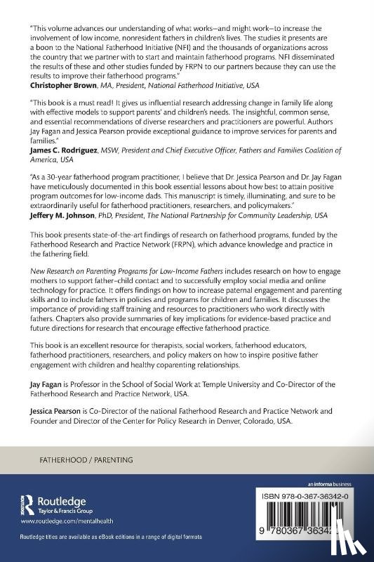  - New Research on Parenting Programs for Low-Income Fathers