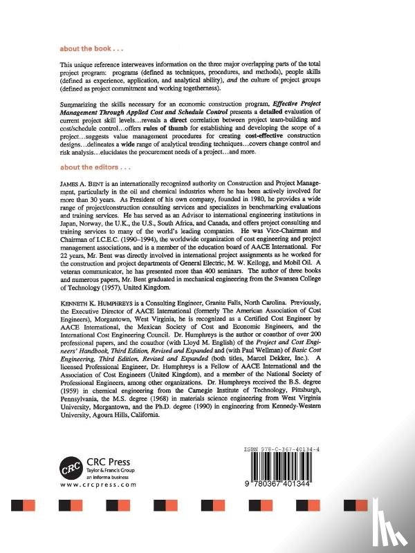 Bent, James, Humphreys, Kenneth K. - Effective Project Management Through Applied Cost and Schedule Control