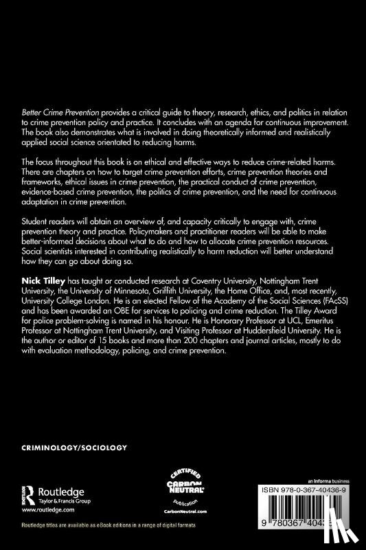 Tilley, Nick (UCL Jill Dando Institute of Crime Science - Better Crime Prevention