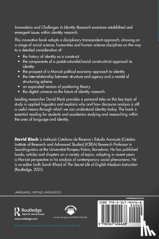 Block, David (Univeristat Pompeu Fabra - Innovations and Challenges in Identity Research