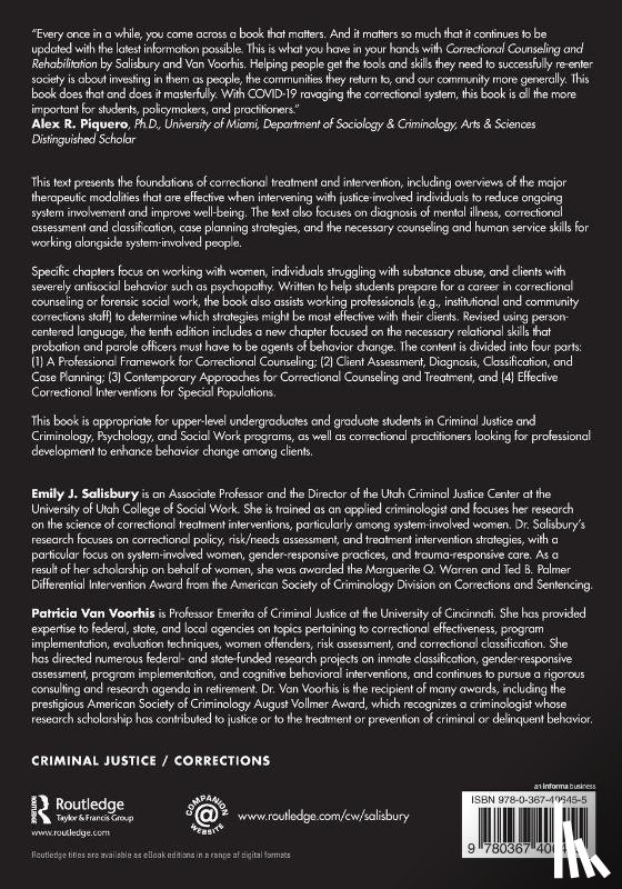 Salisbury, Emily J. (University of Utah), Van Voorhis, Patricia (University of Cincinnati) - Correctional Counseling and Rehabilitation