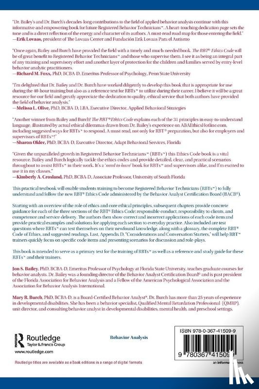 Bailey, Jon S., Burch, Mary R. (Behavior Management Consultants - The RBT® Ethics Code