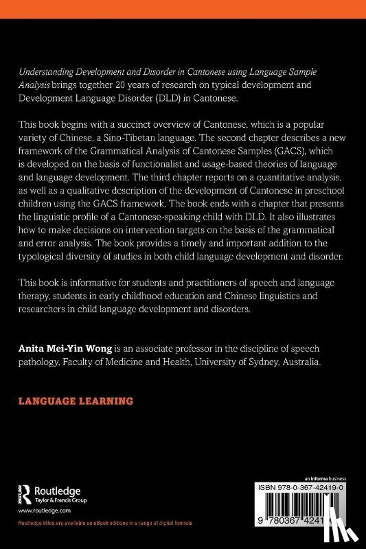 Wong, Anita Mei-Yin - Understanding Development and Disorder in Cantonese using Language Sample Analysis