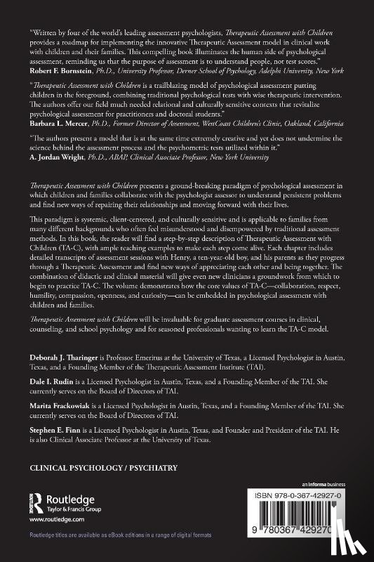 Tharinger, Deborah J., Rudin, Dale I. (Center for Therapeutic Assessment, Frackowiak, Marita (Center for Therapeutic Assessment, Finn, Stephen E. - Therapeutic Assessment with Children