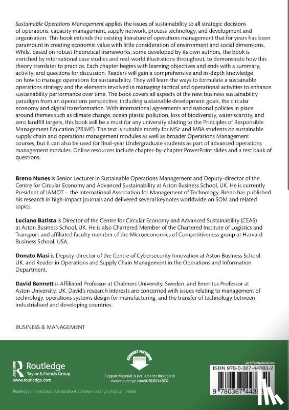 Nunes, Breno (Aston University, Batista, Luciano (Aston University, Masi, Donato (Aston University, Bennett, David (Aston University - Sustainable Operations Management