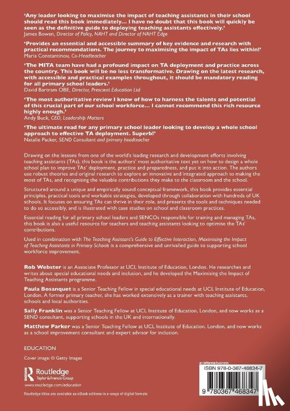 Webster, Rob (University College London), Bosanquet, Paula (University of East London, Franklin, Sally (University College London), Parker, Matthew (University College London) - Maximising the Impact of Teaching Assistants in Primary Schools