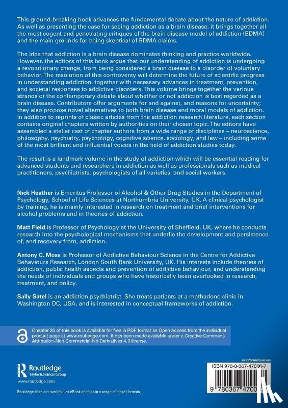  - Evaluating the Brain Disease Model of Addiction