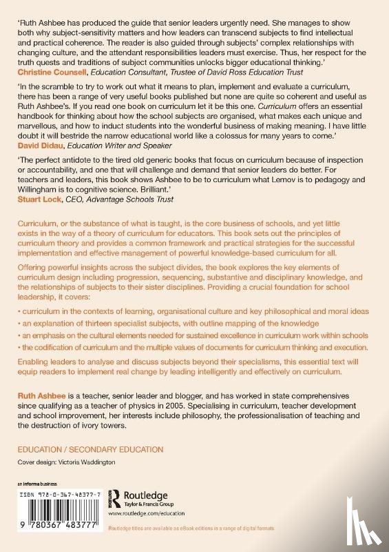 Ashbee, Ruth - Curriculum: Theory, Culture and the Subject Specialisms