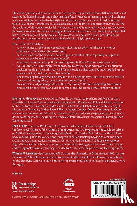 Genovese, Michael A., Belt, Todd L., Lammers, William W. - The Presidency and Domestic Policy