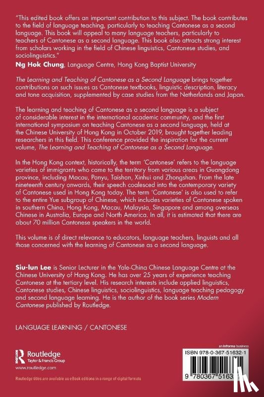  - The Learning and Teaching of Cantonese as a Second Language