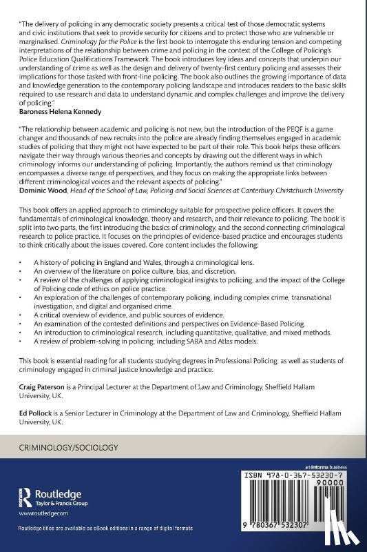Paterson, Craig (Sheffield Hallam University, Pollock, Ed - Criminology for the Police
