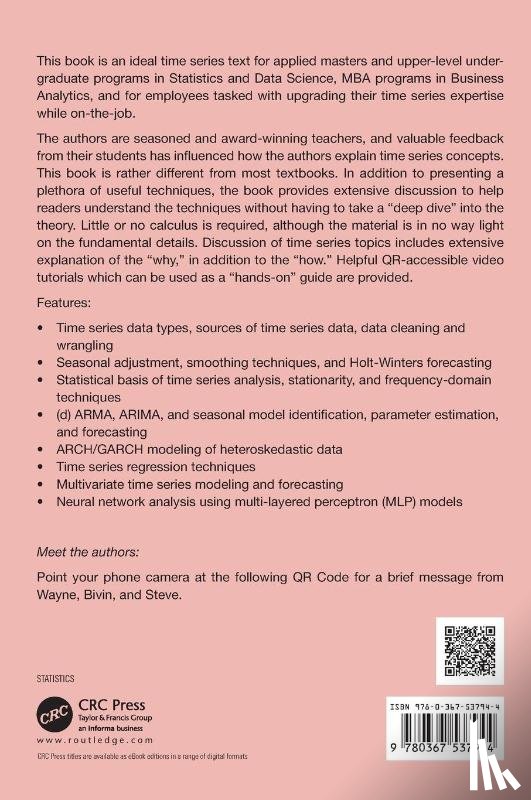 Woodward, Wayne A. (Southern Methodist University, Sadler, Bivin Philip (Technical Assistant Professor, Robertson, Stephen - Time Series for Data Science