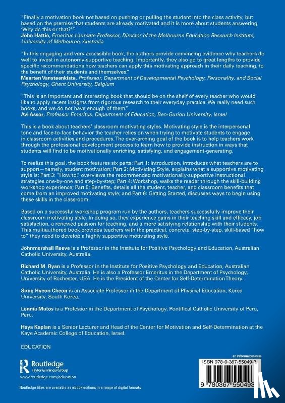 Reeve, Johnmarshall (Australian Catholic University, Ryan, Richard M. (Australian Catholic University, Cheon, Sung Hyeon (Korea University, Matos, Lennia (Pontifical Catholic University of Peru - Supporting Students' Motivation
